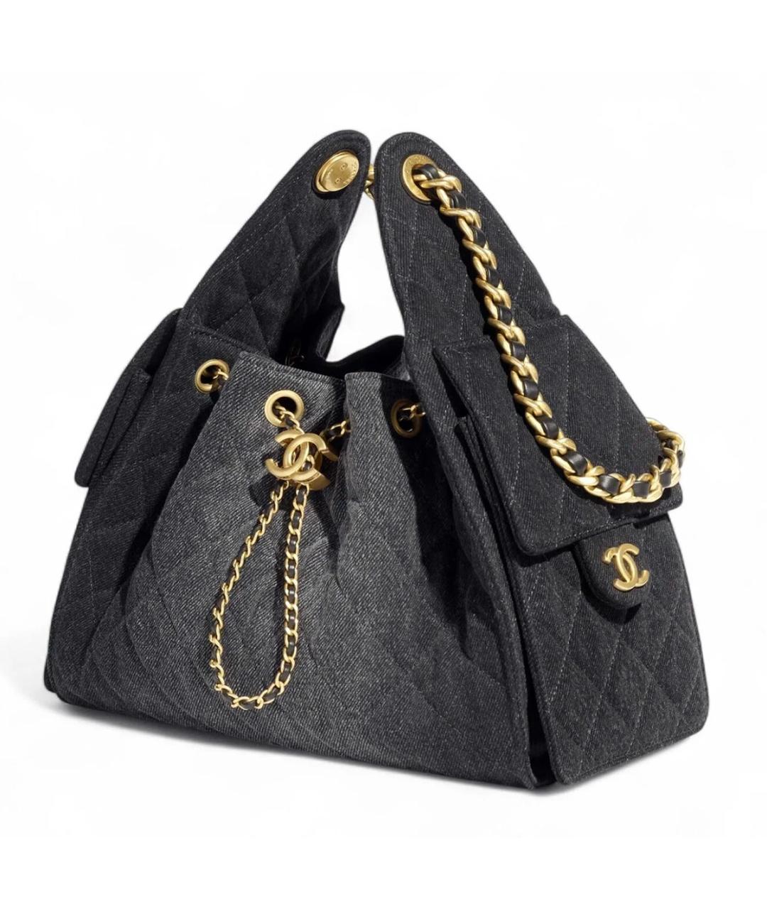 CHANEL Черная деним сумка тоут, фото 2