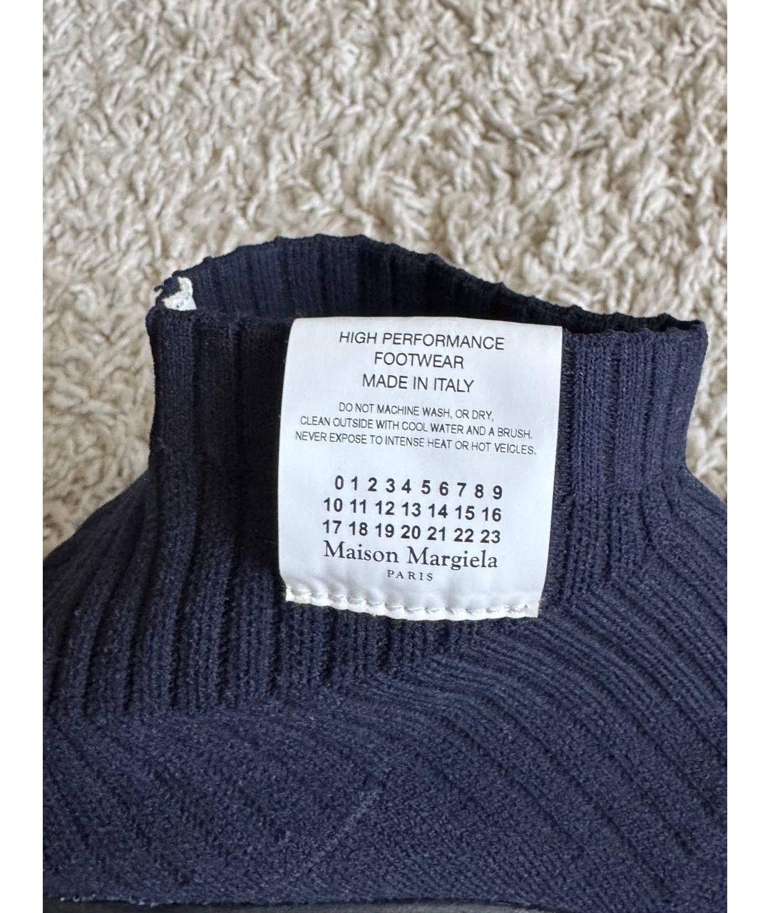 MAISON MARGIELA Темно-синие текстильные высокие кроссовки / кеды, фото 6