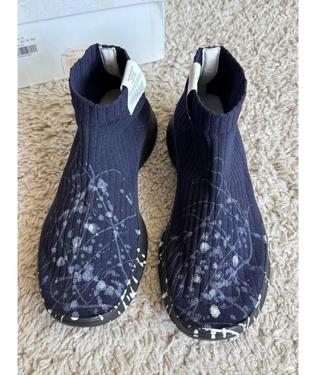 MAISON MARGIELA Темно-синие текстильные высокие кроссовки / кеды, фото 2
