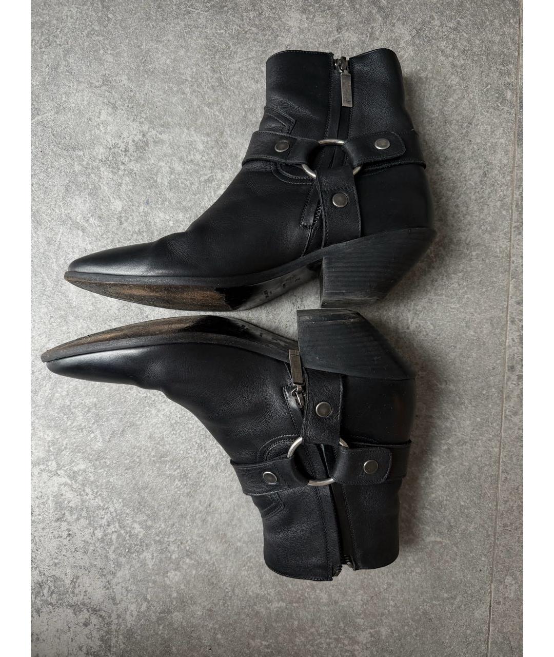 SAINT LAURENT Черные кожаные полусапоги, фото 5