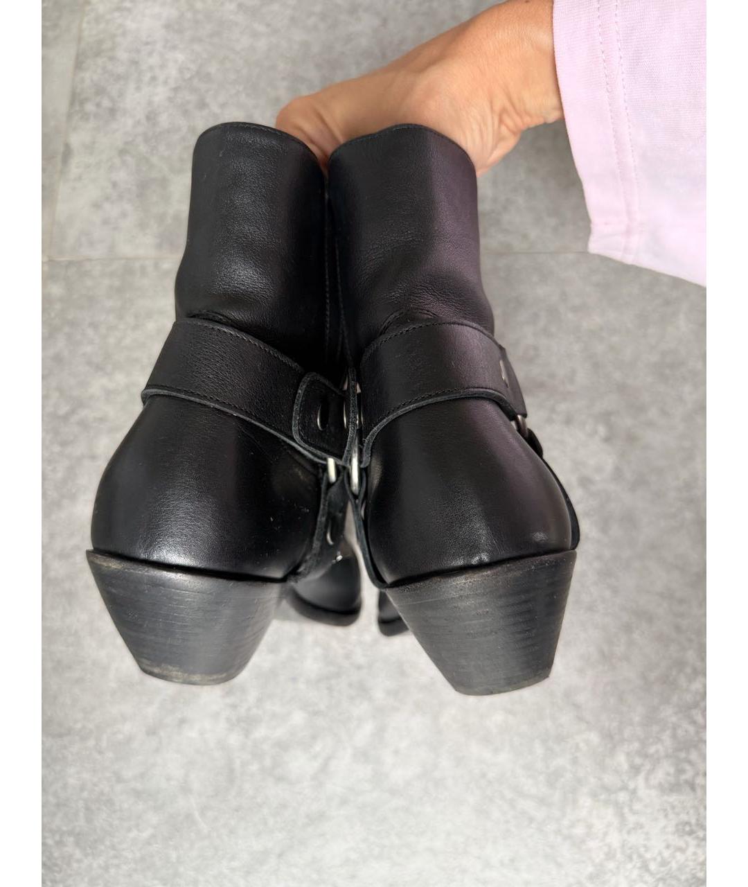 SAINT LAURENT Черные кожаные полусапоги, фото 4