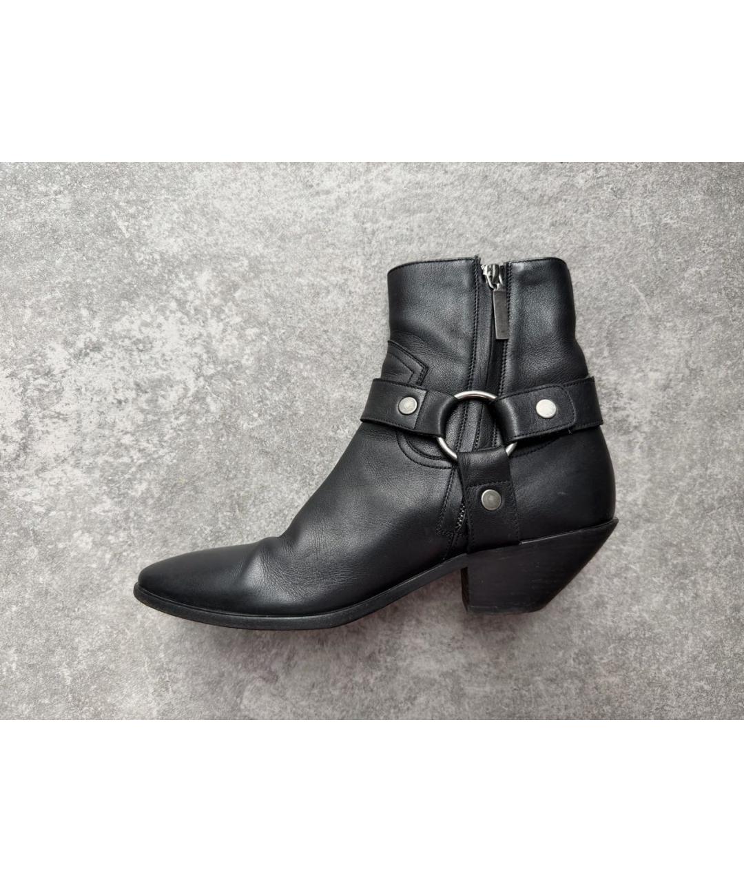SAINT LAURENT Черные кожаные полусапоги, фото 7