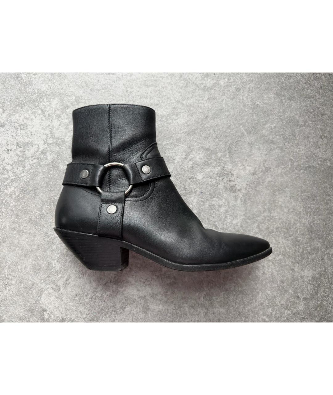 SAINT LAURENT Черные кожаные полусапоги, фото 8