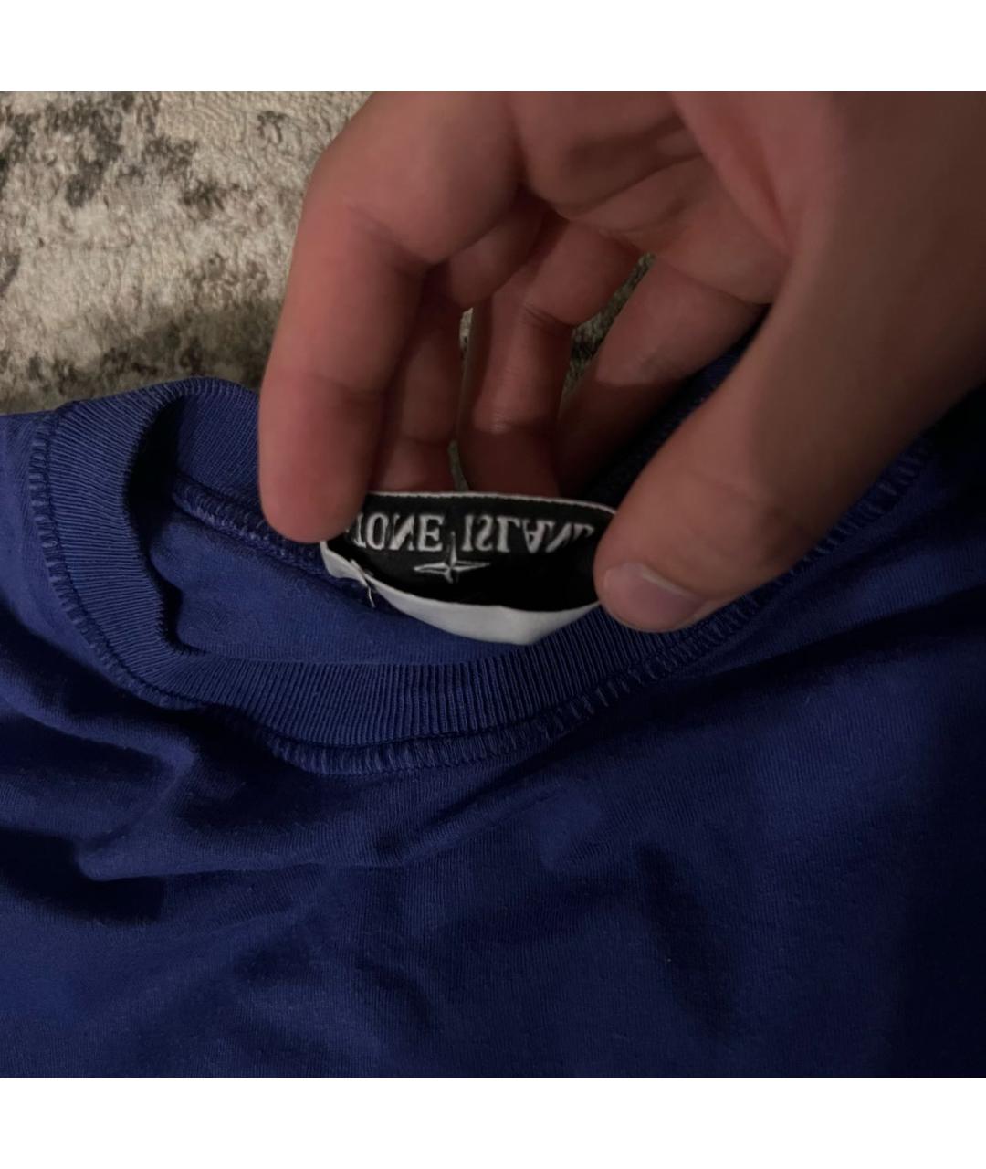 STONE ISLAND Синяя хлопковая футболка, фото 6