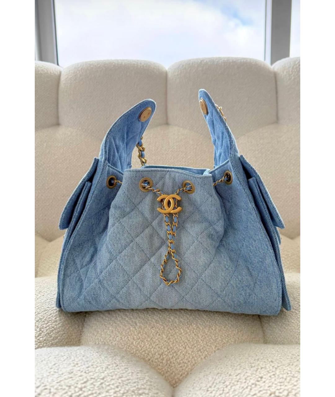 CHANEL Синяя деним сумка тоут, фото 5