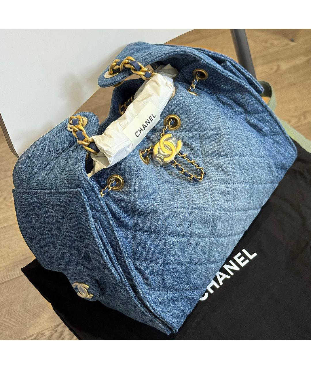 CHANEL Синяя деним сумка тоут, фото 6