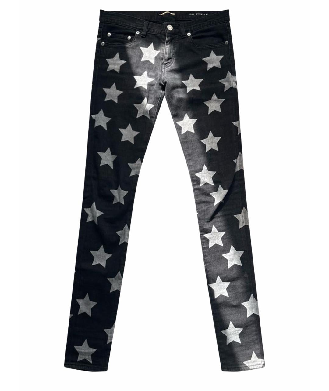 SAINT LAURENT Черные хлопко-эластановые джинсы скинни, фото 1