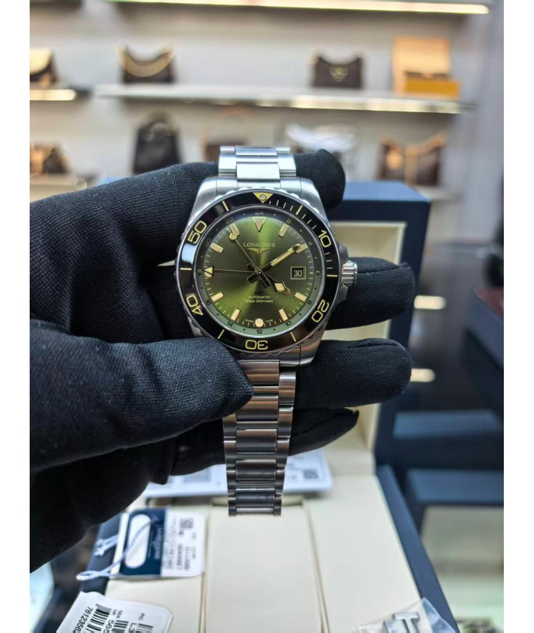 LONGINES Зеленые часы, фото 2