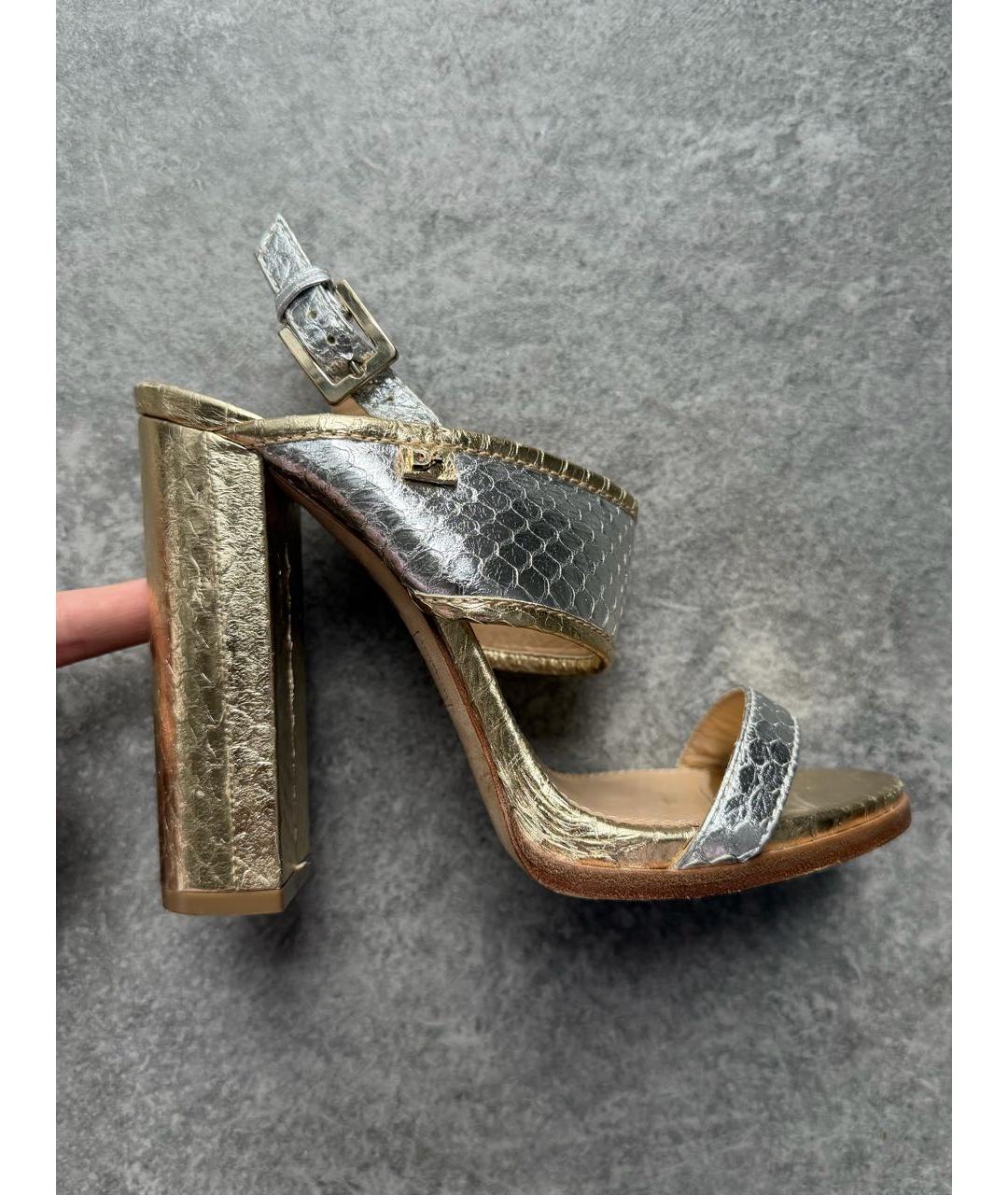 DSQUARED2 Золотые кожаные босоножки, фото 6