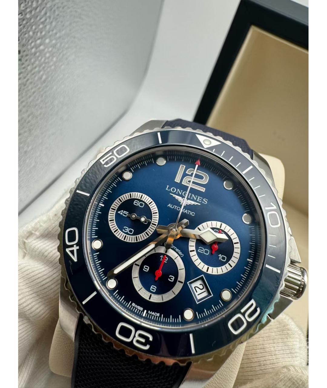 LONGINES Синие стальные часы, фото 4
