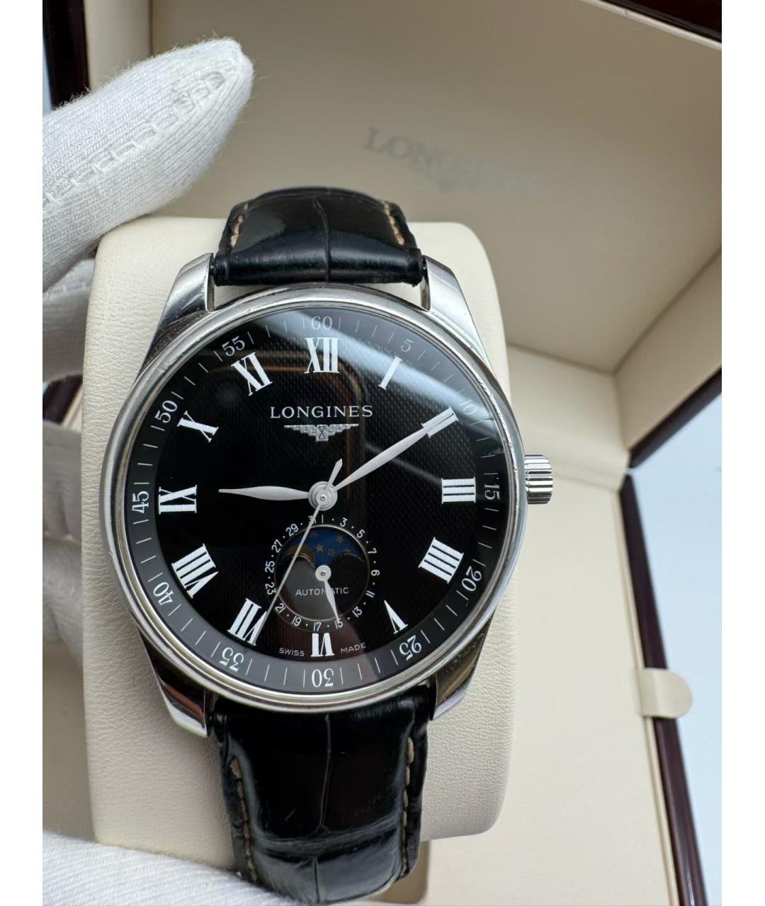 LONGINES Черные часы, фото 4