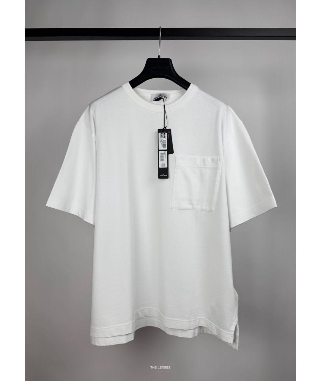 STONE ISLAND Белая хлопковая футболка, фото 2