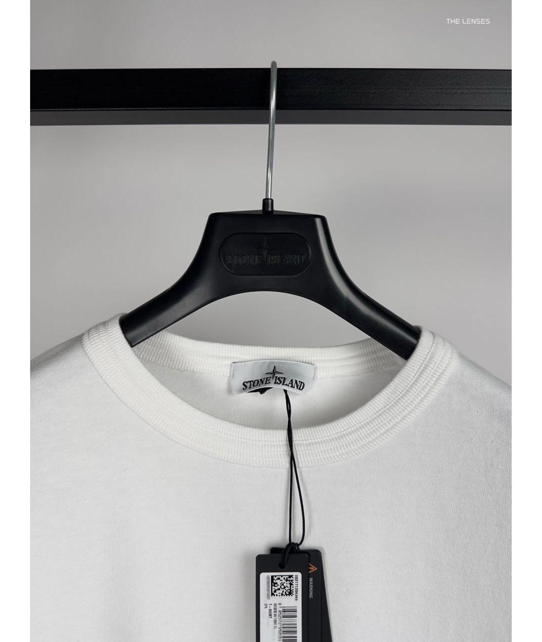 STONE ISLAND Белая хлопковая футболка, фото 5