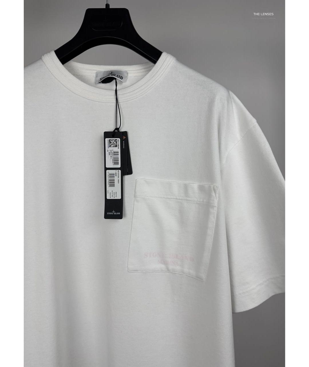 STONE ISLAND Белая хлопковая футболка, фото 4