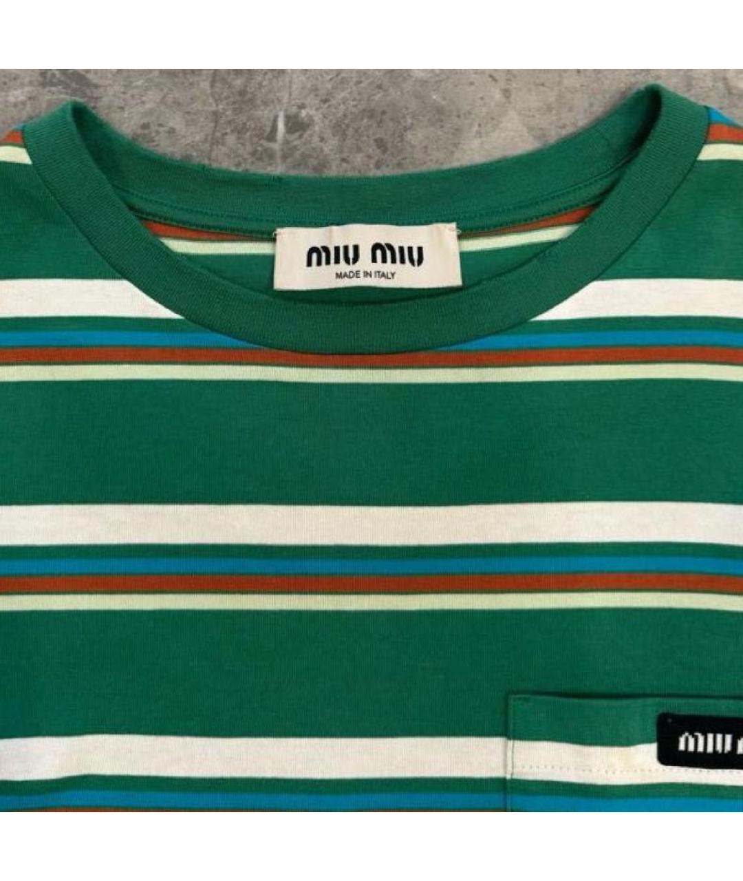 MIU MIU Зеленая хлопковая майка, фото 3