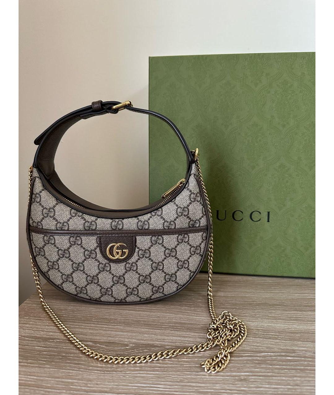 GUCCI Бежевая сумка через плечо из канвы, фото 5