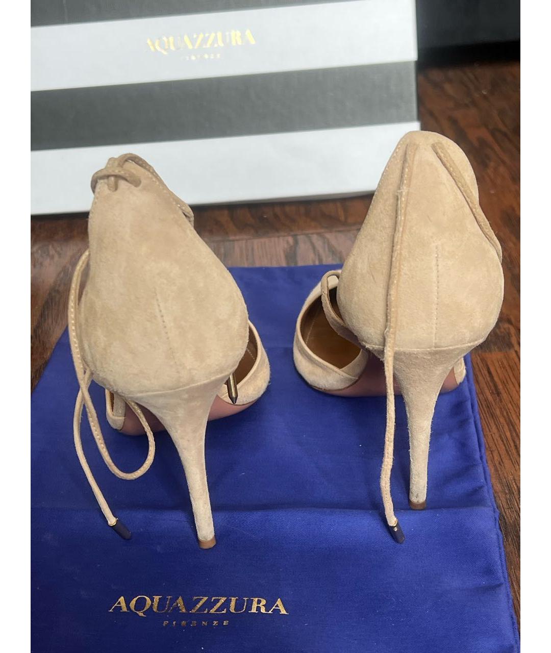 AQUAZZURA Бежевые замшевые туфли, фото 5