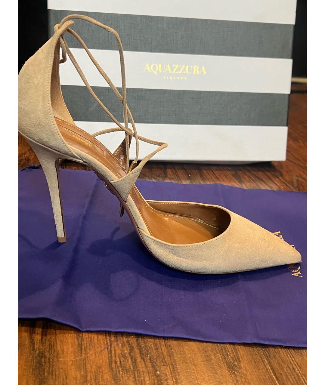 AQUAZZURA Бежевые замшевые туфли, фото 2