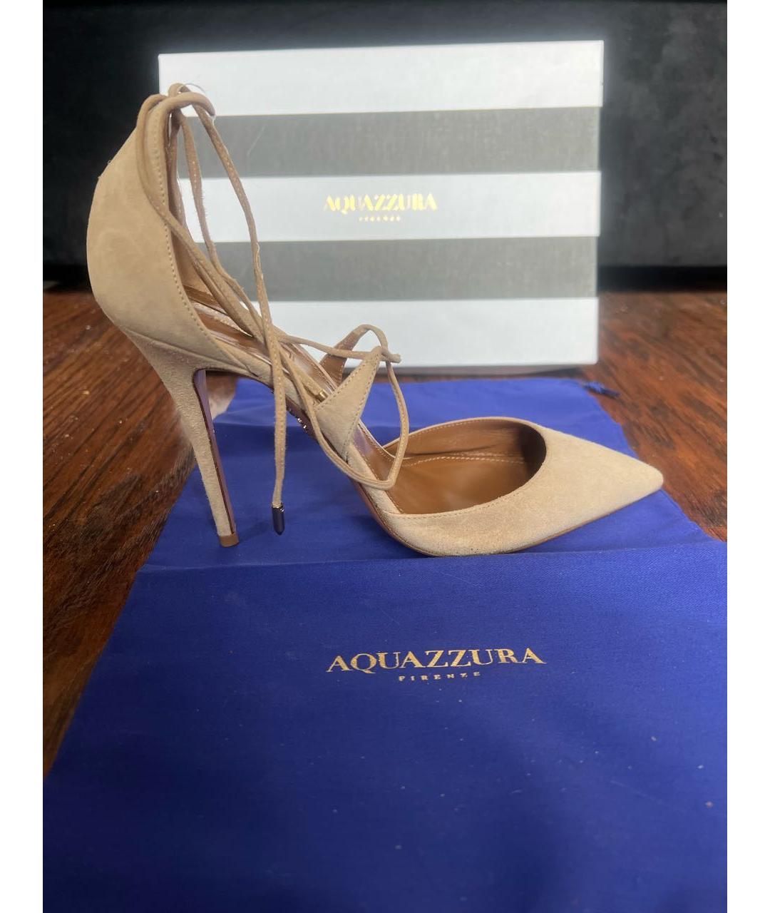 AQUAZZURA Бежевые замшевые туфли, фото 6