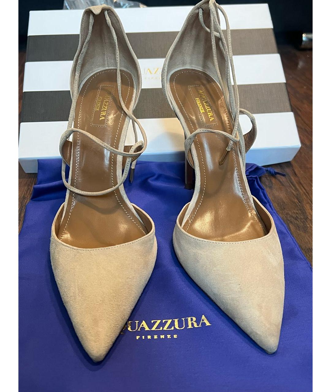 AQUAZZURA Бежевые замшевые туфли, фото 3