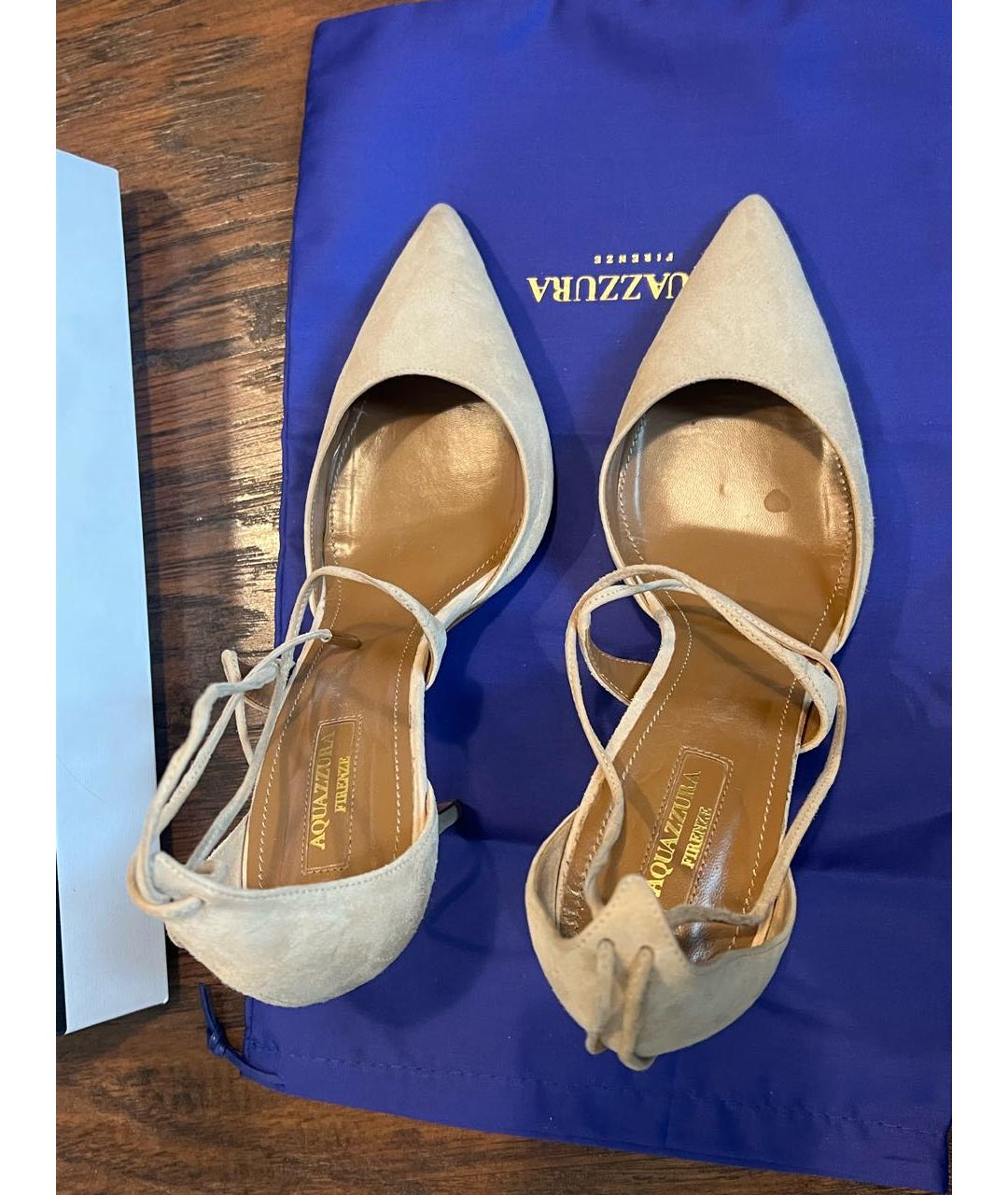 AQUAZZURA Бежевые замшевые туфли, фото 4