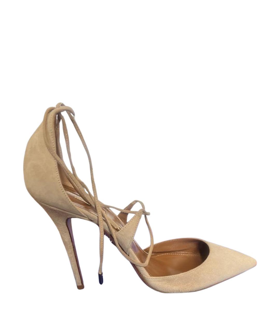 AQUAZZURA Бежевые замшевые туфли, фото 1