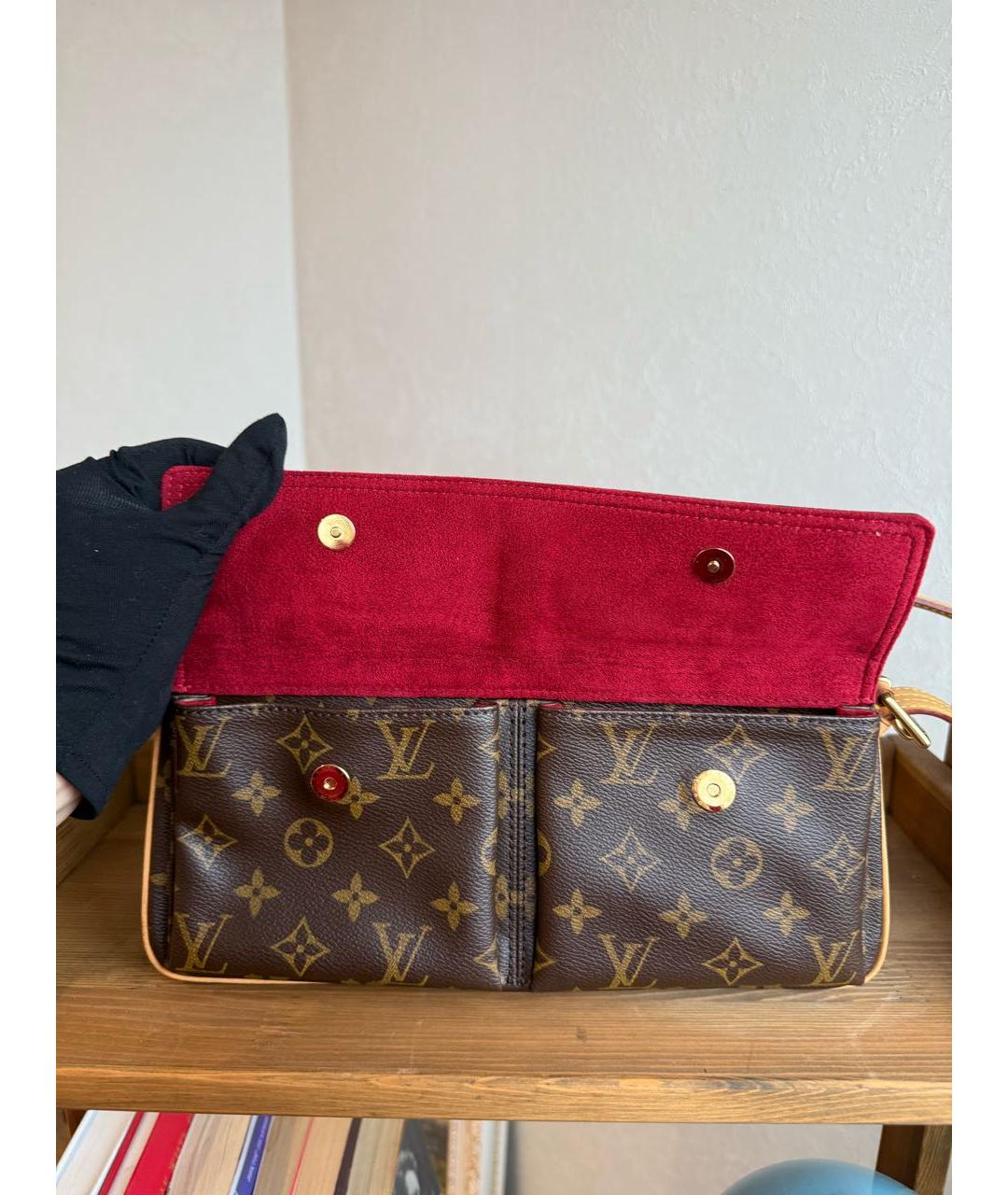 LOUIS VUITTON Коричневая сумка тоут из канвы, фото 5