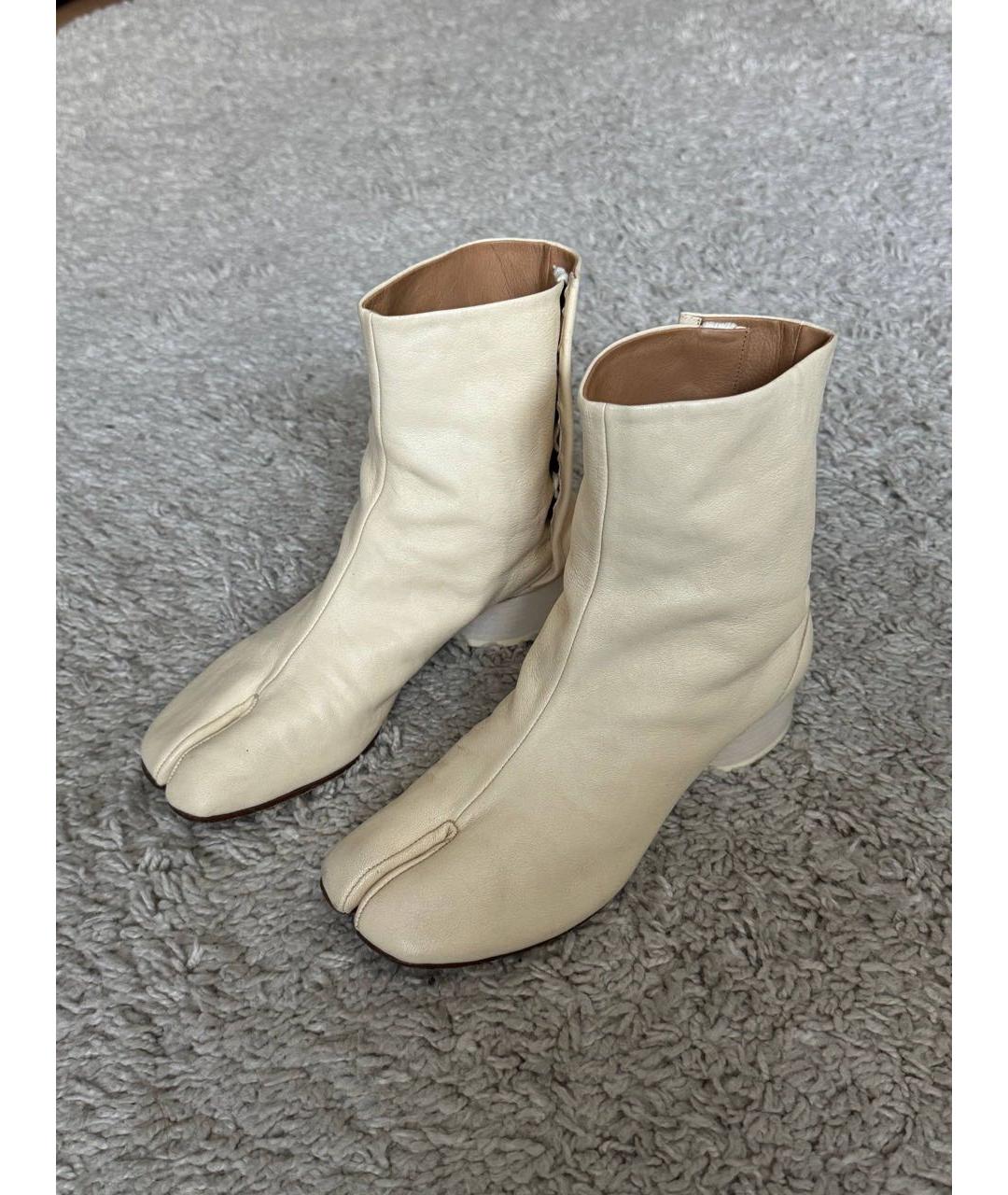 MAISON MARGIELA Бежевые кожаные ботильоны, фото 2