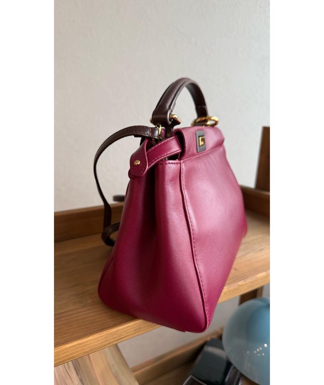 FENDI Бордовая кожаная сумка через плечо, фото 2