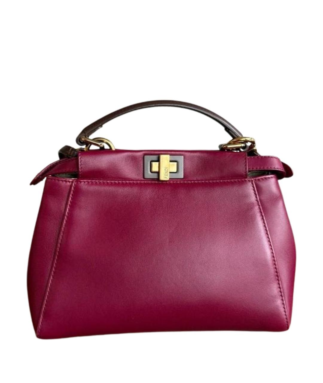 FENDI Бордовая кожаная сумка через плечо, фото 1