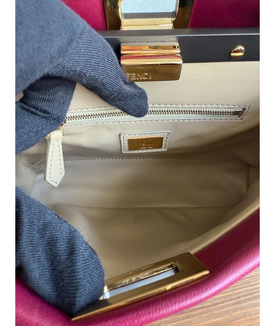 FENDI Бордовая кожаная сумка через плечо, фото 4