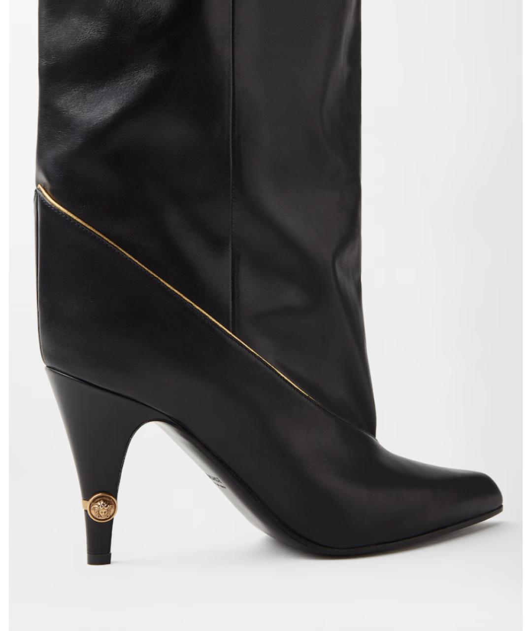 VERSACE Черные кожаные сапоги, фото 5