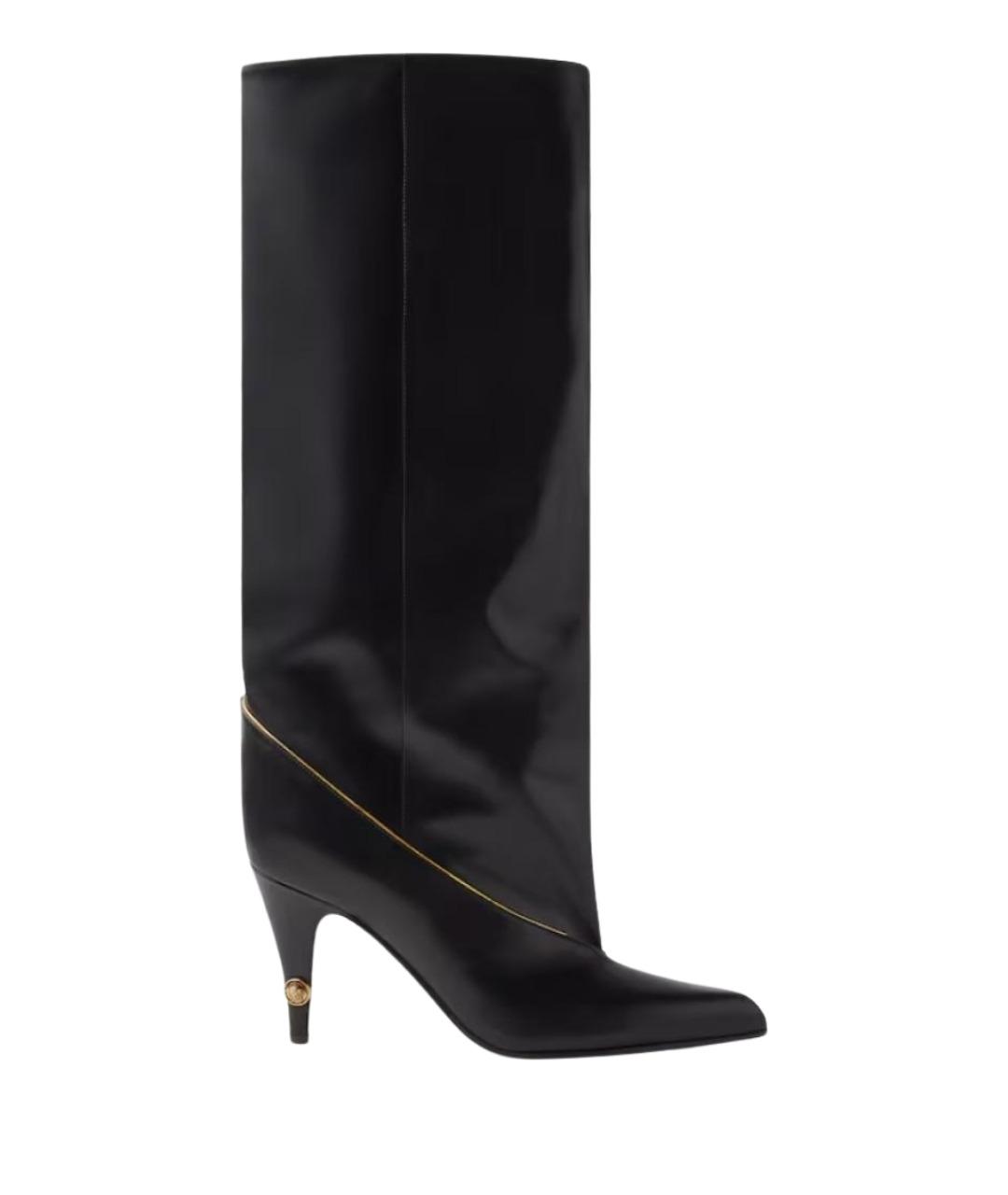 VERSACE Черные кожаные сапоги, фото 1