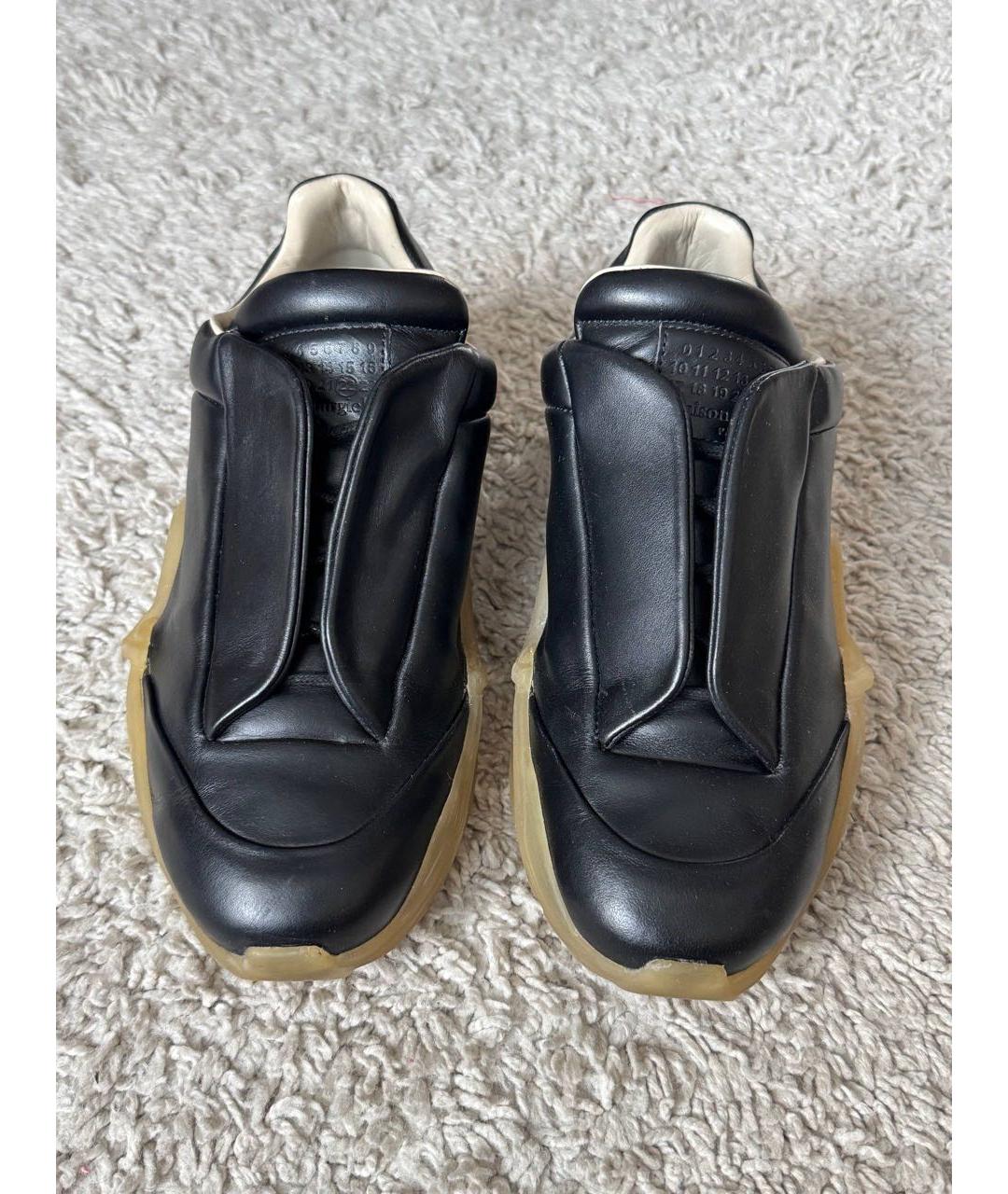 MAISON MARGIELA Черные кожаные низкие кроссовки / кеды, фото 3