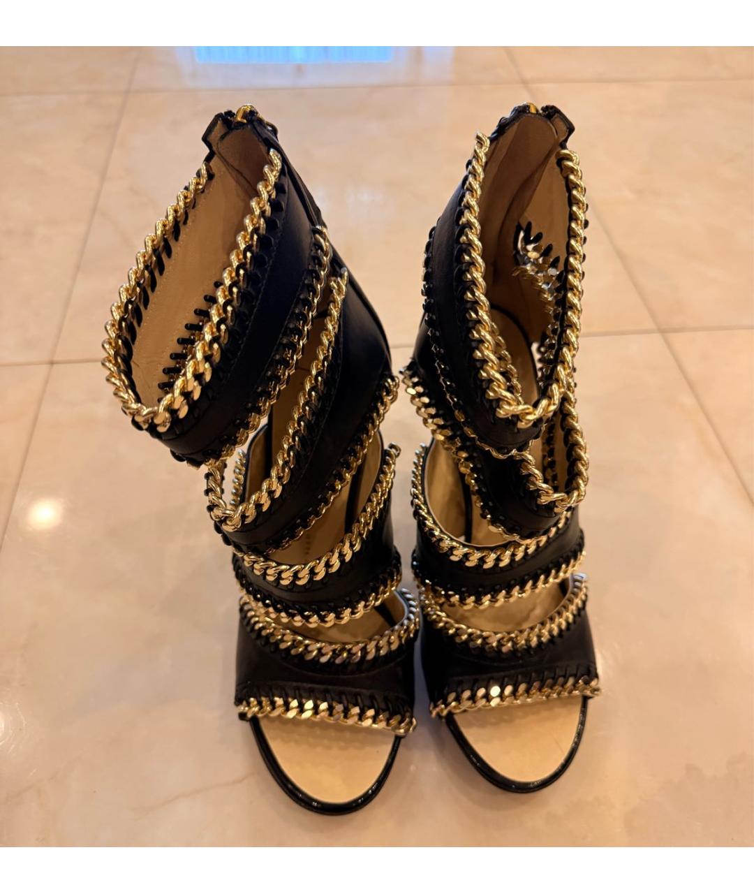 GIUSEPPE ZANOTTI DESIGN Черные кожаные босоножки, фото 2