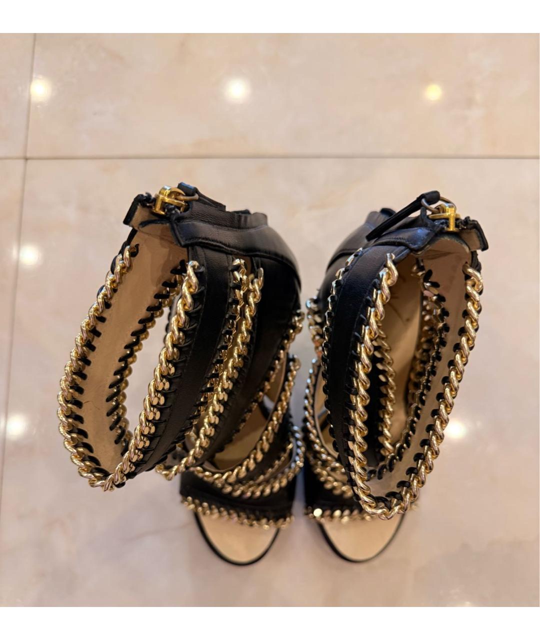 GIUSEPPE ZANOTTI DESIGN Черные кожаные босоножки, фото 3