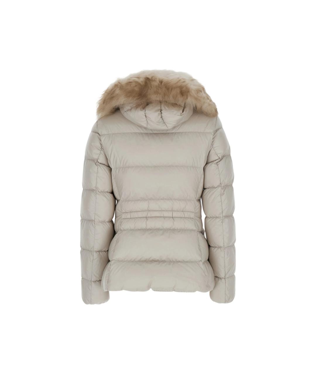 MONCLER Бежевый полиэстеровый пуховик, фото 2