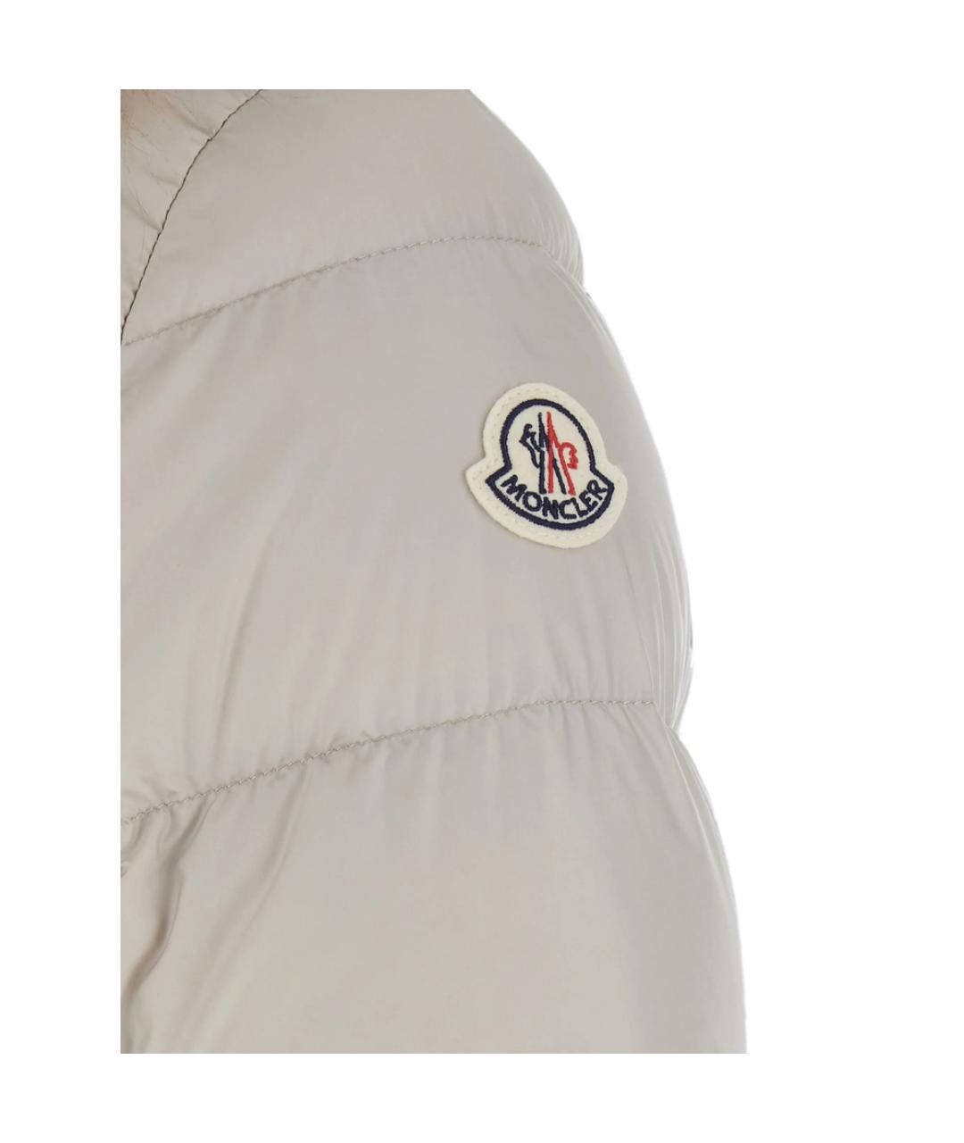 MONCLER Бежевый полиэстеровый пуховик, фото 3