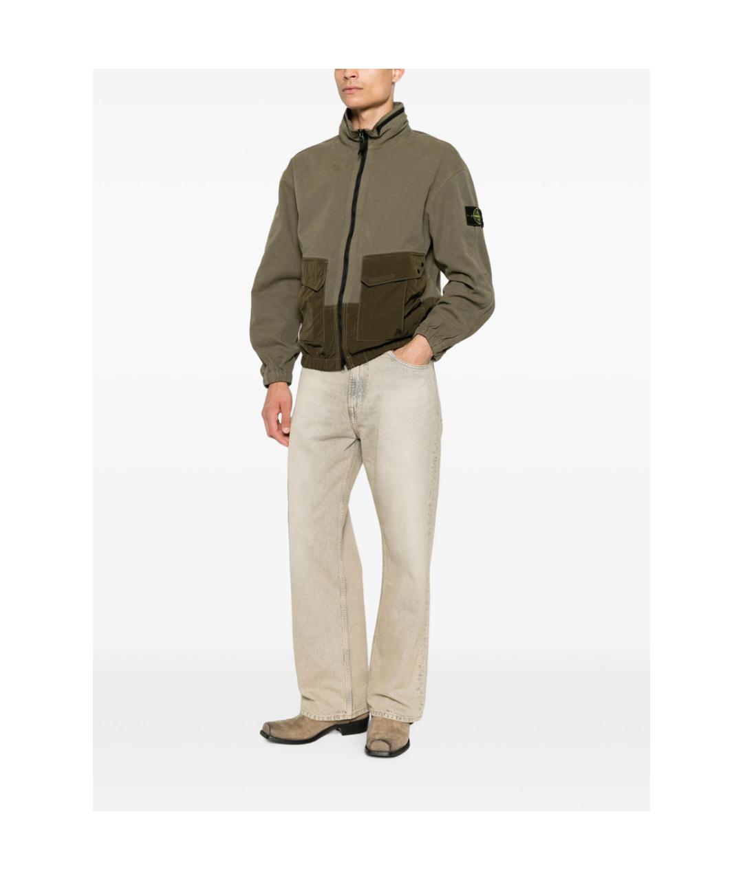 STONE ISLAND Зеленая хлопковая куртка, фото 3