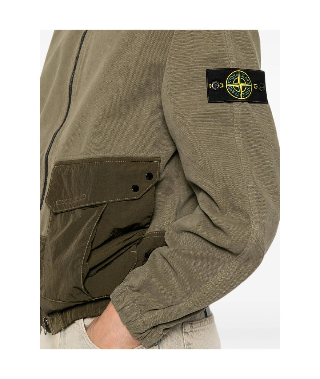STONE ISLAND Зеленая хлопковая куртка, фото 5