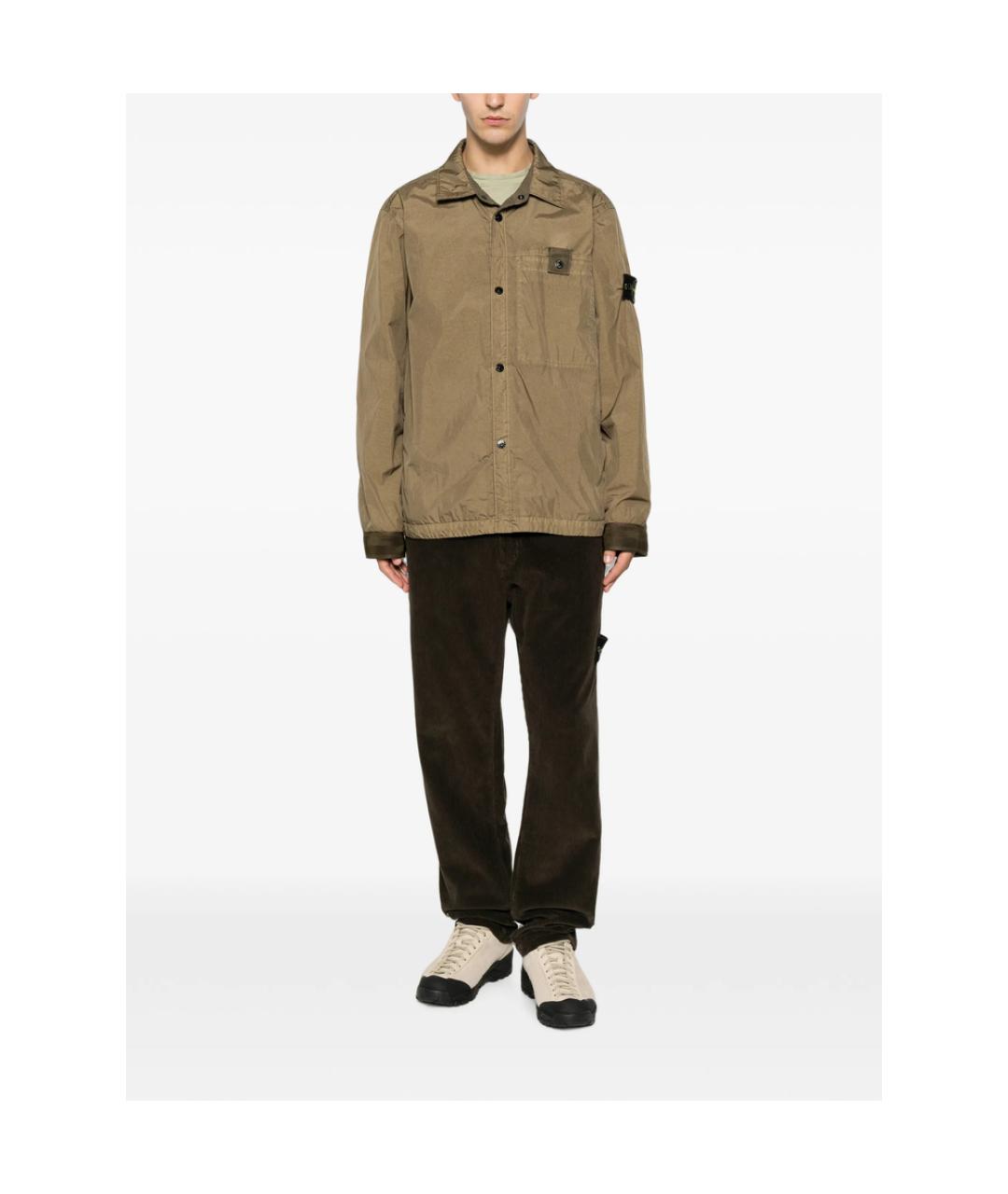 STONE ISLAND Коричневая полиэстеровая куртка, фото 4