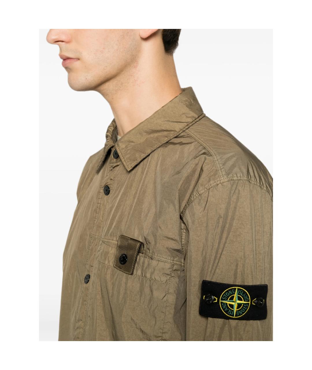 STONE ISLAND Коричневая полиэстеровая куртка, фото 2