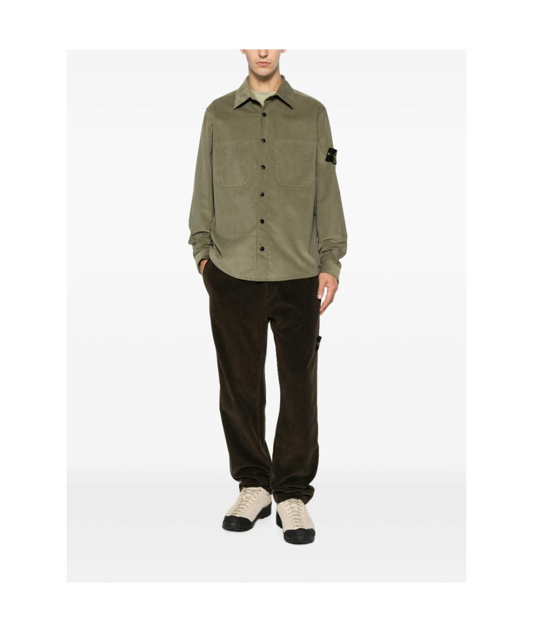 STONE ISLAND Зеленая хлопковая кэжуал рубашка, фото 2