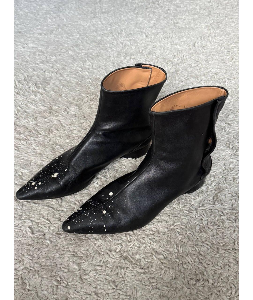 MAISON MARGIELA Черные кожаные полусапоги, фото 2