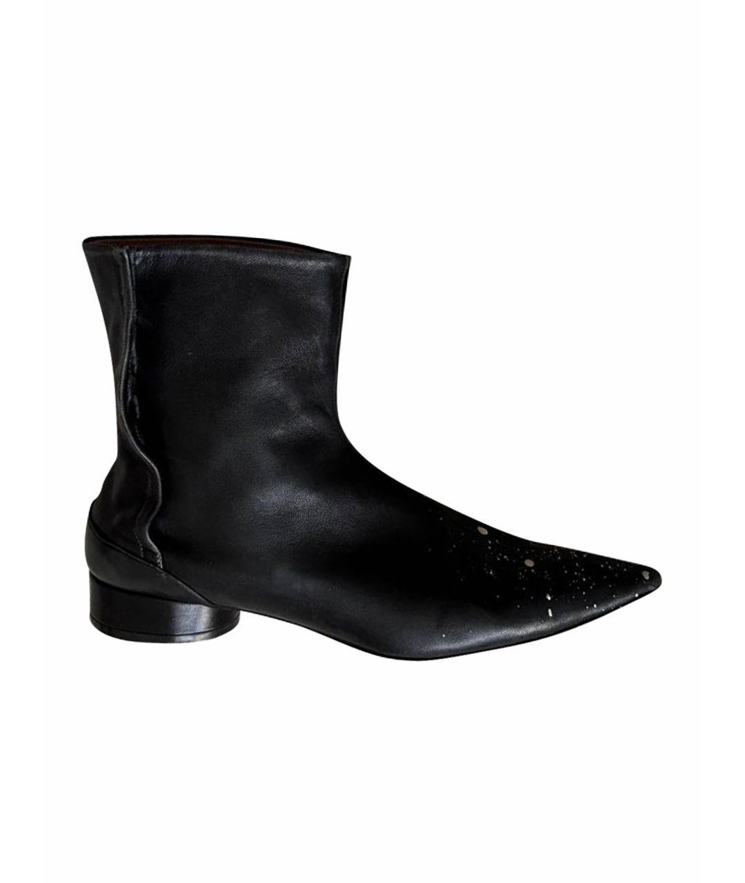 MAISON MARGIELA Черные кожаные полусапоги, фото 1