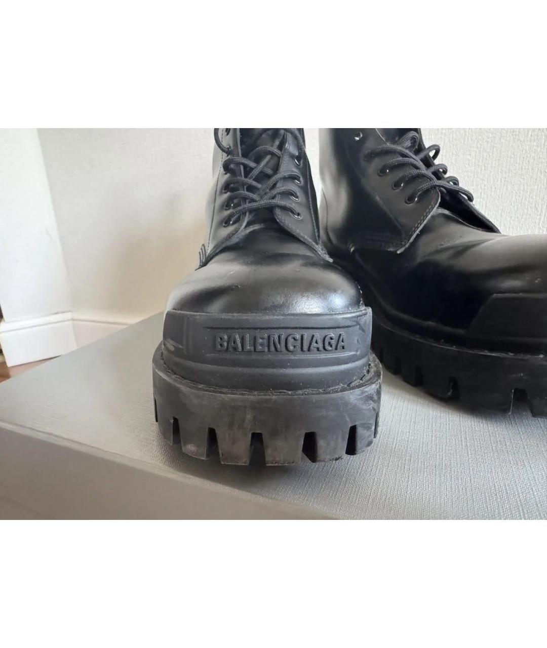 BALENCIAGA Черные кожаные высокие ботинки, фото 4