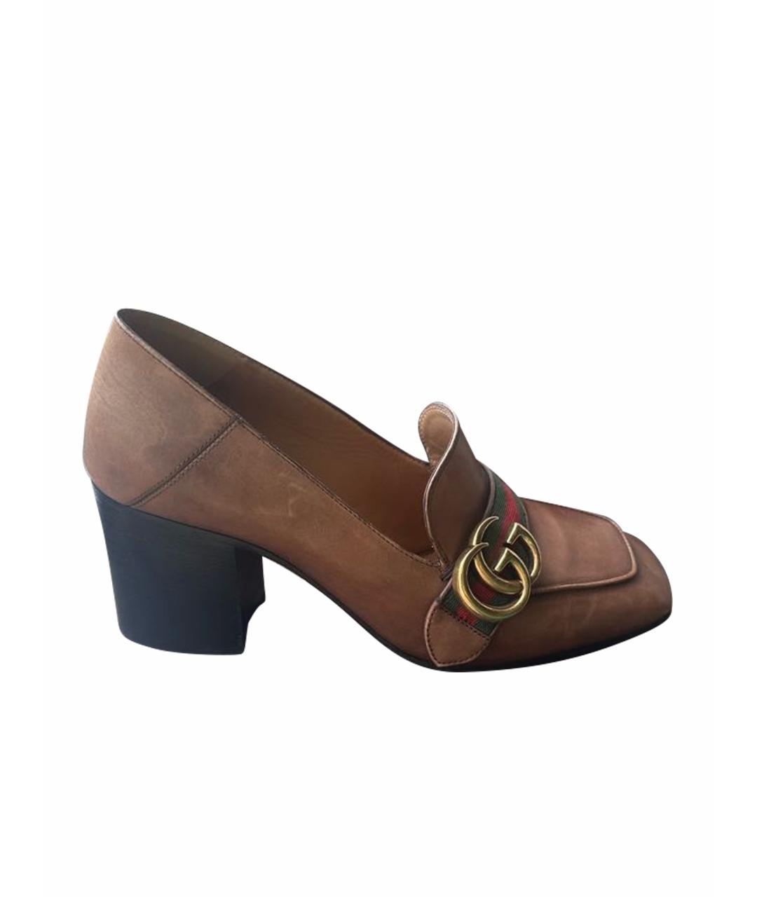 GUCCI Коричневые кожаные туфли, фото 1