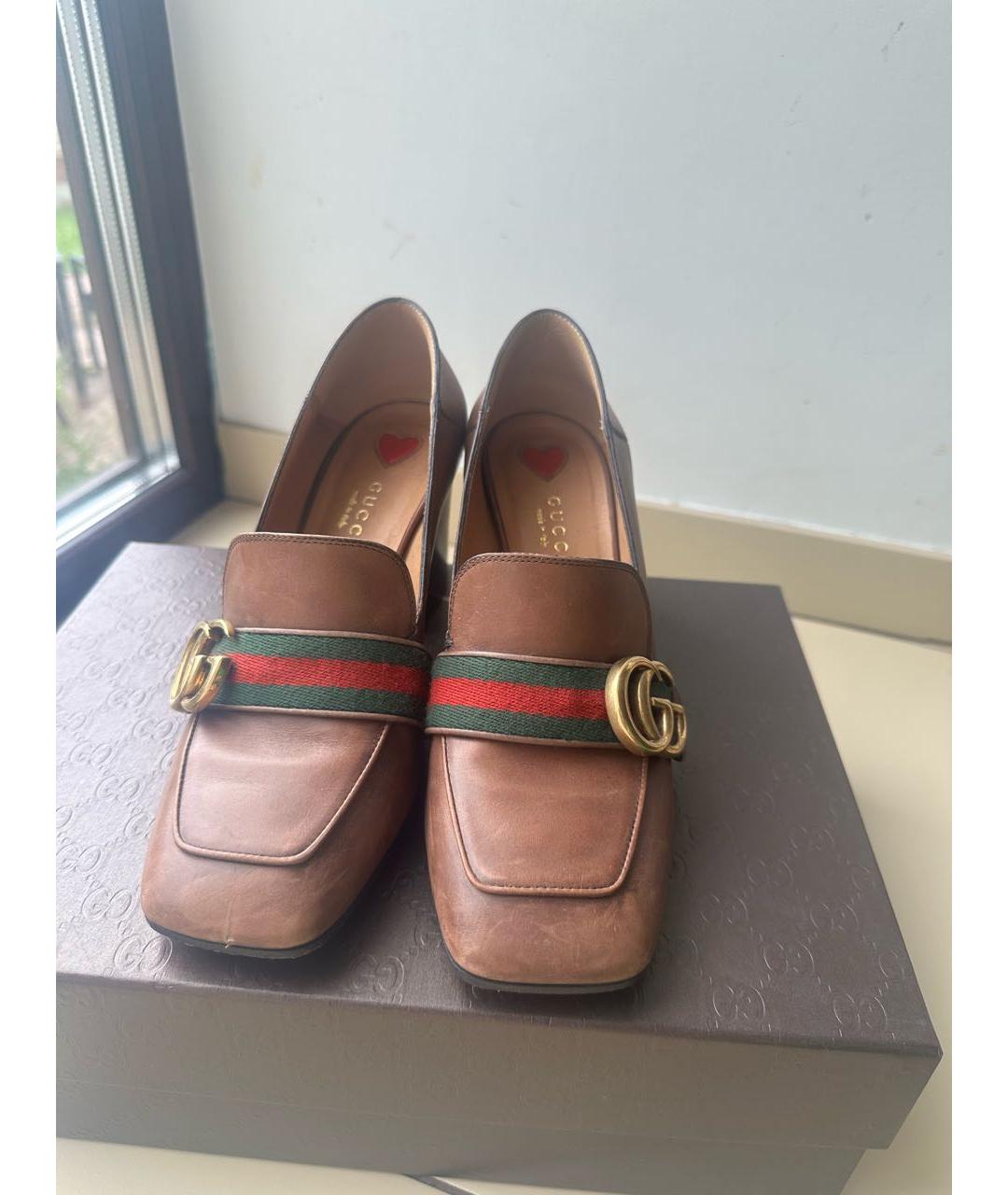 GUCCI Коричневые кожаные туфли, фото 2