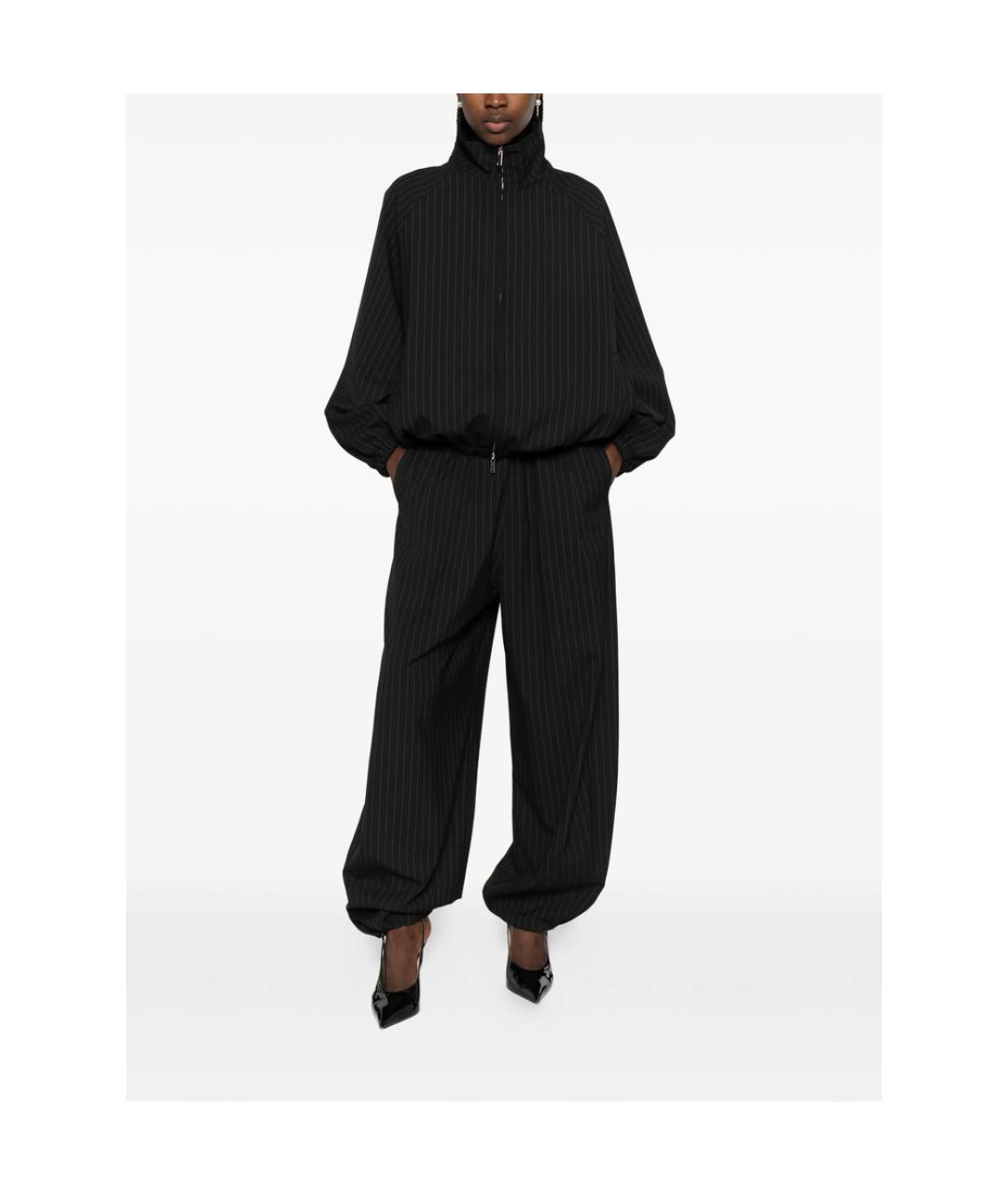 THE FRANKIE SHOP Черные полиэстеровые брюки широкие, фото 4