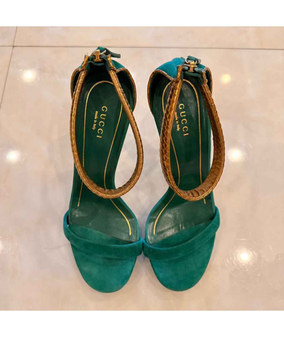 GUCCI Зеленые замшевые босоножки, фото 2